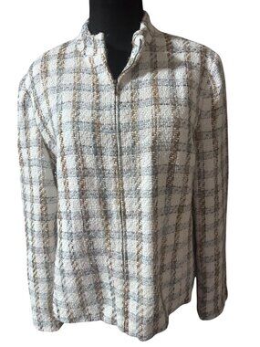 NortonMcNaughton white blue and tan window pane jacket size 14